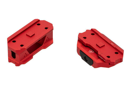 The Strike Industries T1 Red Dot Mount Riser features a red anodized finish